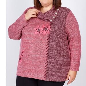 Joe Browns sweater Cosy Boucle knit boxy fit embroidered heavy weight SZ 24